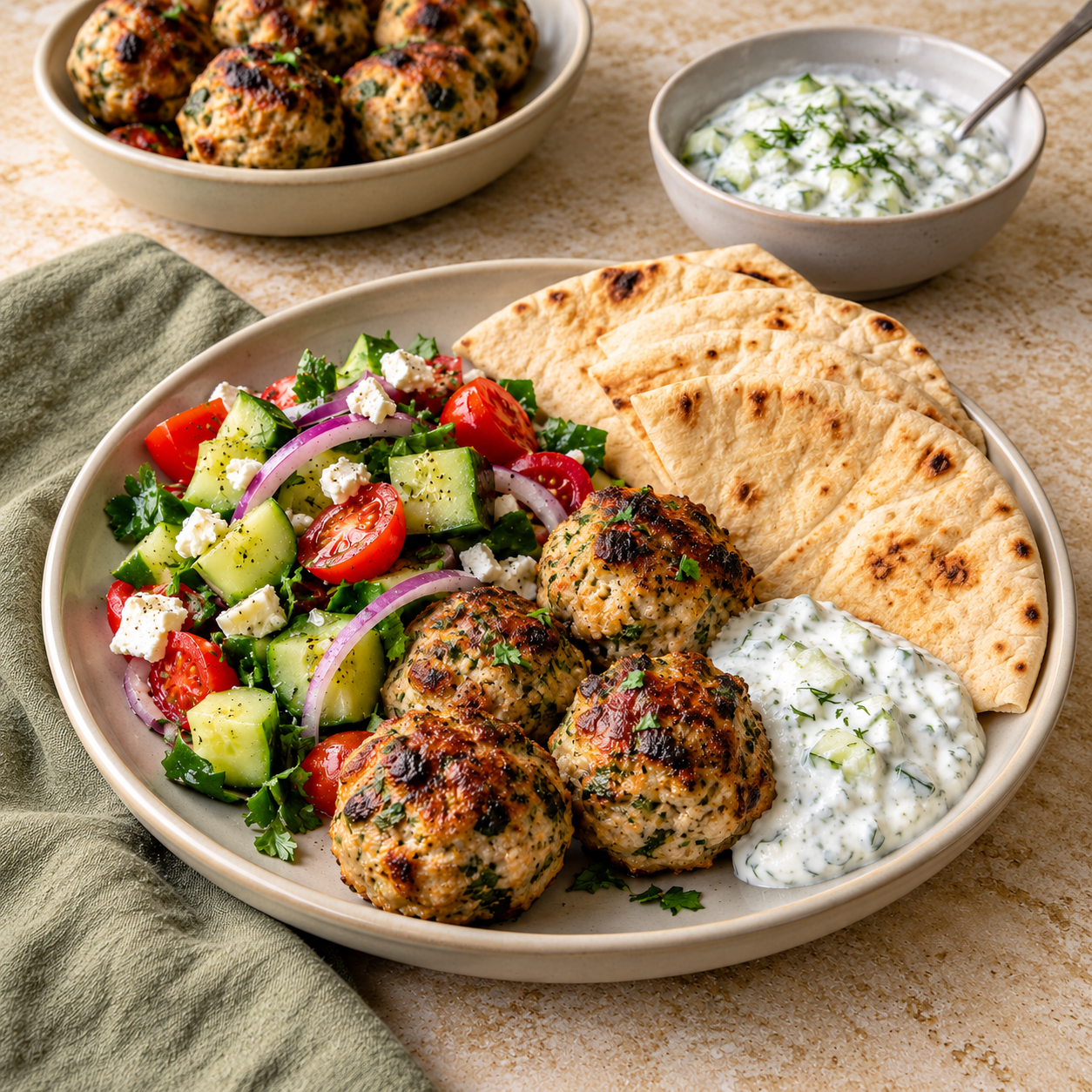 Turkey Meatball Pita Plates